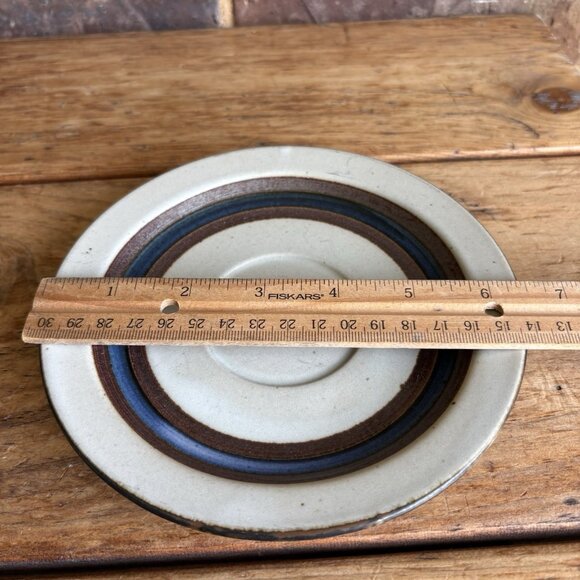 Otagiri HORIZON Speckled Stoneware Soup Mug and Saucer Brown/Blue Bands Japan - Picture 13 of 13